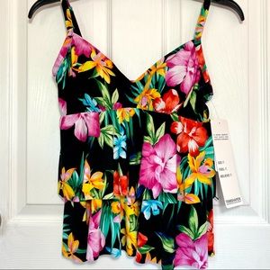 NEW Trimshaper Floral Tankini Swim Top size 8